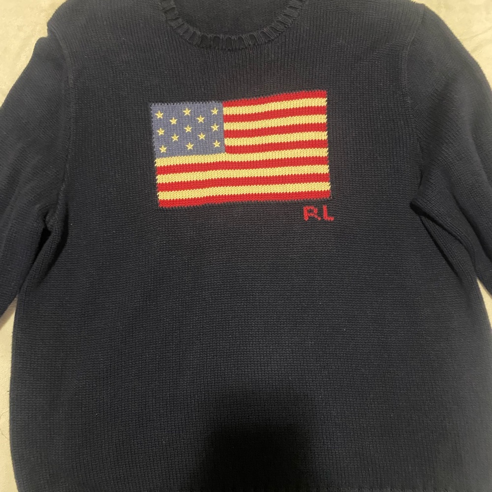 Ralph Lauren Dark Blue Sweater with Flag Motif